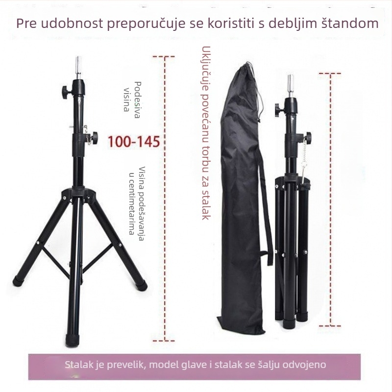 Model glave za periku - duga ravna kosa s pramenom, svilenkasta kosa, može se bojiti ili kovrčati