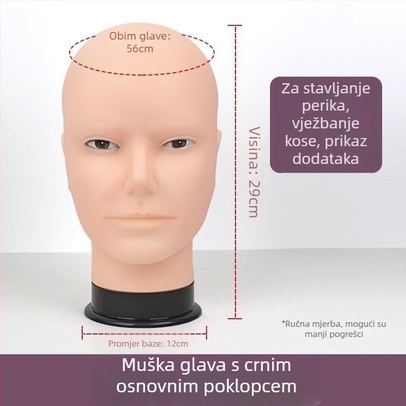Model glave za periku - duga ravna kosa s pramenom, svilenkasta kosa, može se bojiti ili kovrčati