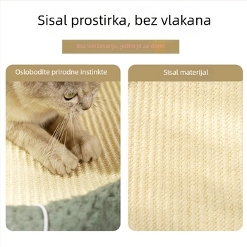 Brushi gnijezdo za kućne ljubimce sa sisalnom užadi za grebanje i plišanim unutarnjim dijelom, ovalni oblik, otporno na habanje za pse