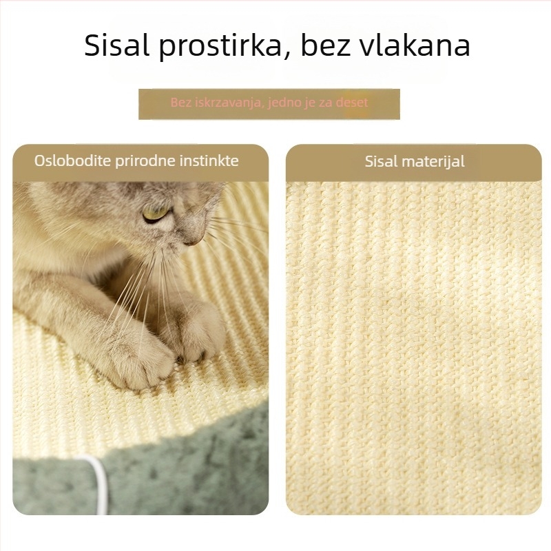 Brushi gnijezdo za kućne ljubimce sa sisalnom užadi za grebanje i plišanim unutarnjim dijelom, ovalni oblik, otporno na habanje za pse