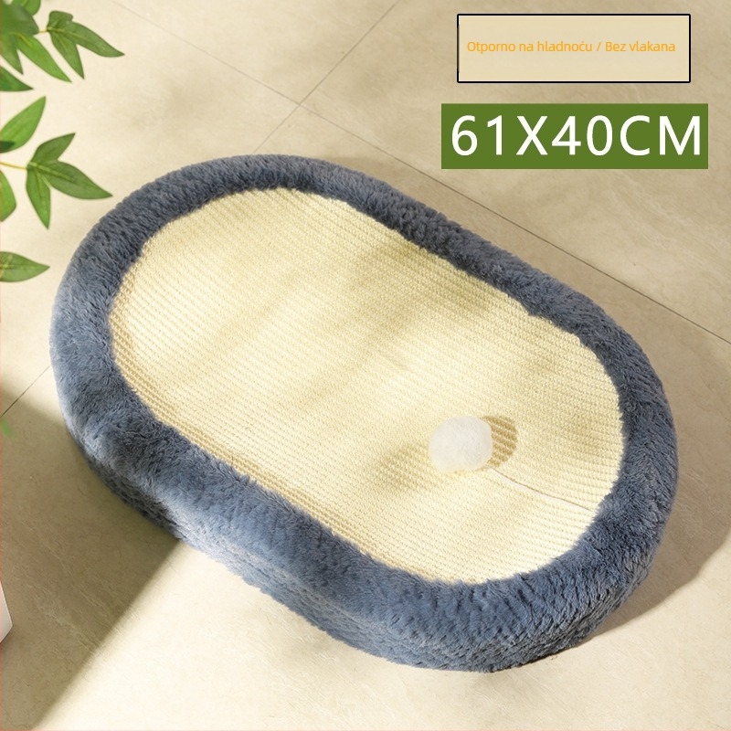 Brushi gnijezdo za kućne ljubimce sa sisalnom užadi za grebanje i plišanim unutarnjim dijelom, ovalni oblik, otporno na habanje za pse