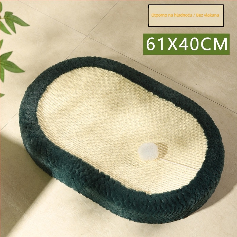 Brushi gnijezdo za kućne ljubimce sa sisalnom užadi za grebanje i plišanim unutarnjim dijelom, ovalni oblik, otporno na habanje za pse