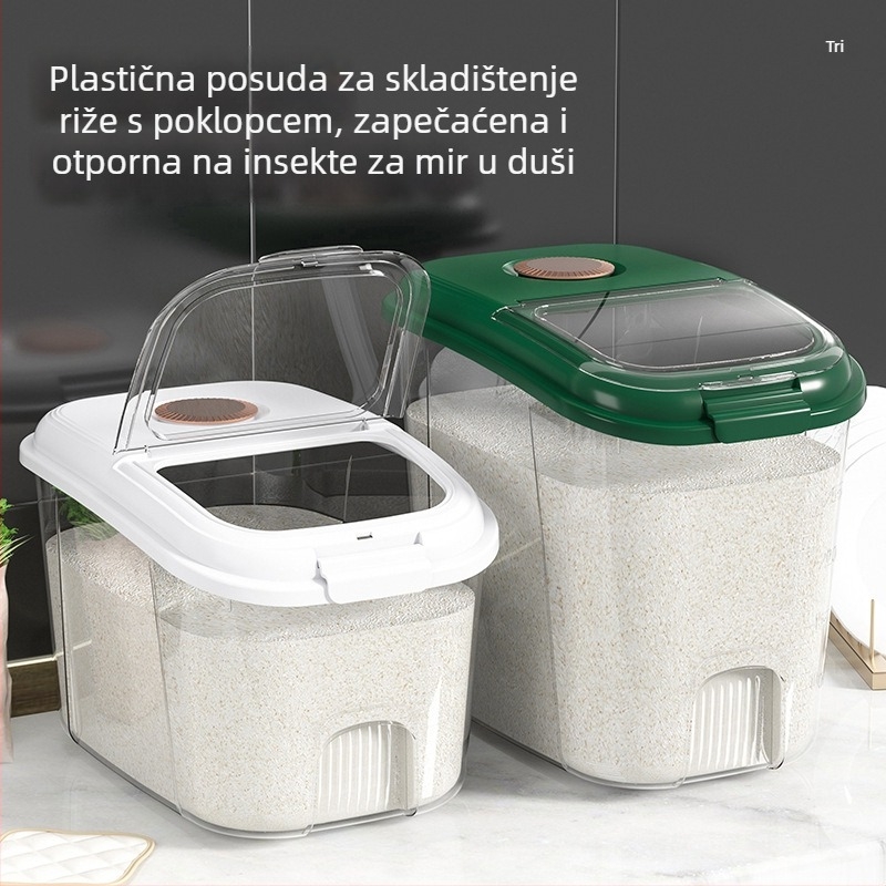 Rižin spremnik s čvrstim poklopcem, otporan na vlagu i štetočine – PP plast