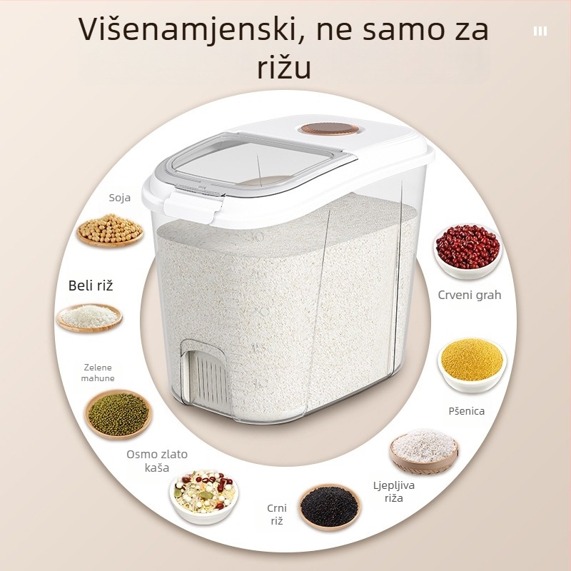Rižin spremnik s čvrstim poklopcem, otporan na vlagu i štetočine – PP plast