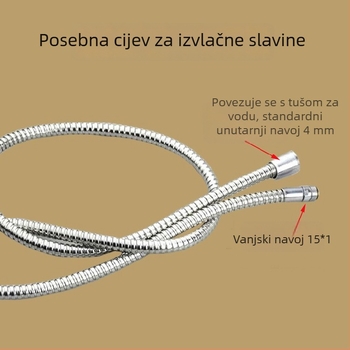 Kuhinjski izvlačni špricanje crijevo, nehrđajući čelik s bakrenim jezgrom, vijčana instalacija, model BNL-0121, nazivni tlak 10