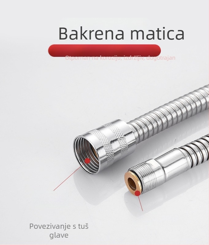 Kuhinjski izvlačni špricanje crijevo, nehrđajući čelik s bakrenim jezgrom, vijčana instalacija, model BNL-0121, nazivni tlak 10