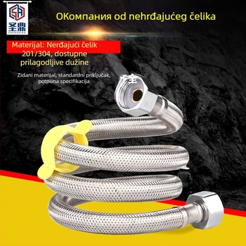 304 nehrđajući čelik opleteni fleksibilni crijevo za zahvat toaletnog bojlera, visok tlak, otporno na eksplozije, 4‑točka spoj, ulaz vruće i hladne vode, marka Snow period