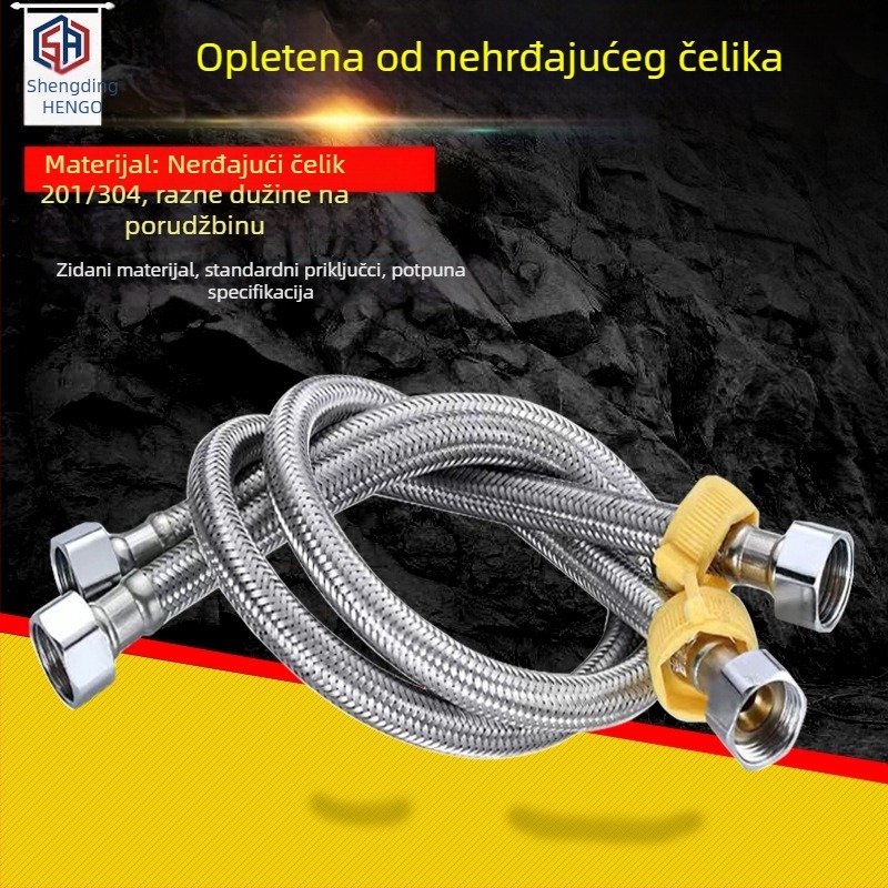 304 nehrđajući čelik opleteni fleksibilni crijevo za zahvat toaletnog bojlera, visok tlak, otporno na eksplozije, 4‑točka spoj, ulaz vruće i hladne vode, marka Snow period