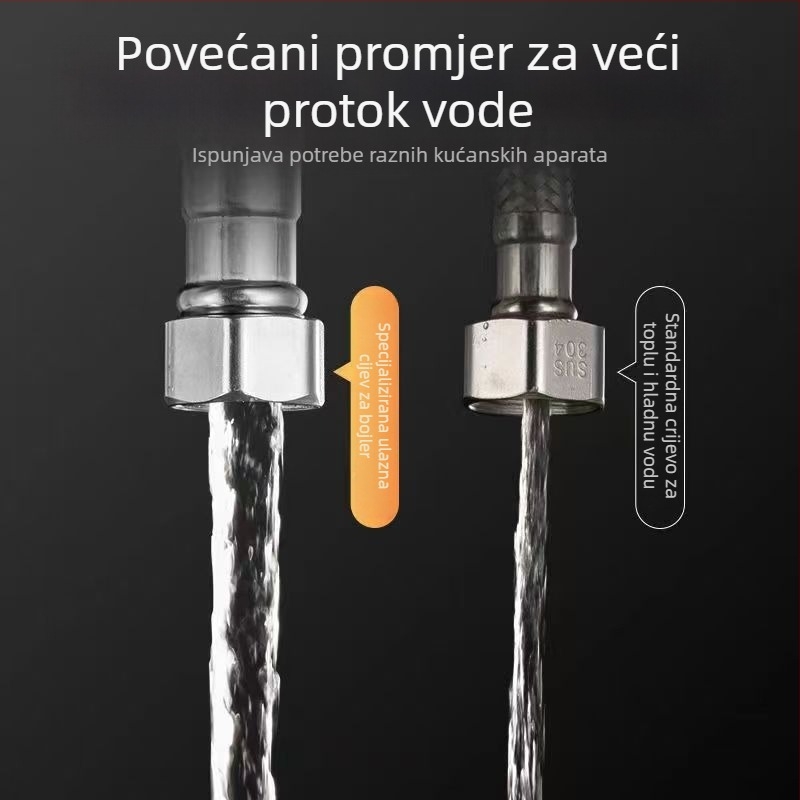 Cijev za vodu od 304 nehrđajućeg čelika, pletena, dvostrano spojna, otporna na eksplozije, za bojler, 90°C, nazivni tlak 10