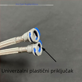 Izvlačni teleskopski kuhinjski crijevo za slavinu s jednim glavnim adapterom, unutarnja cijev od 304 pletene PEX, plug-in ugradnja, radna temperatura 65°C