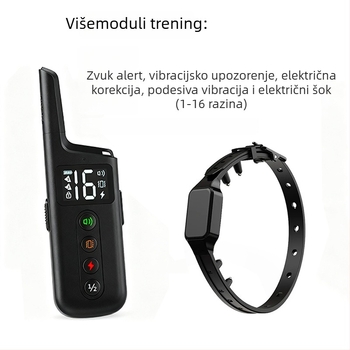 Patentirani višenamjenski uređaj za dresuru pasa s daljinskim upravljačem, protiv lajanja i ugriza, dvostruka kontrola
