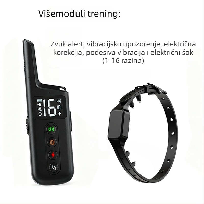 Patentirani višenamjenski uređaj za dresuru pasa s daljinskim upravljačem, protiv lajanja i ugriza, dvostruka kontrola