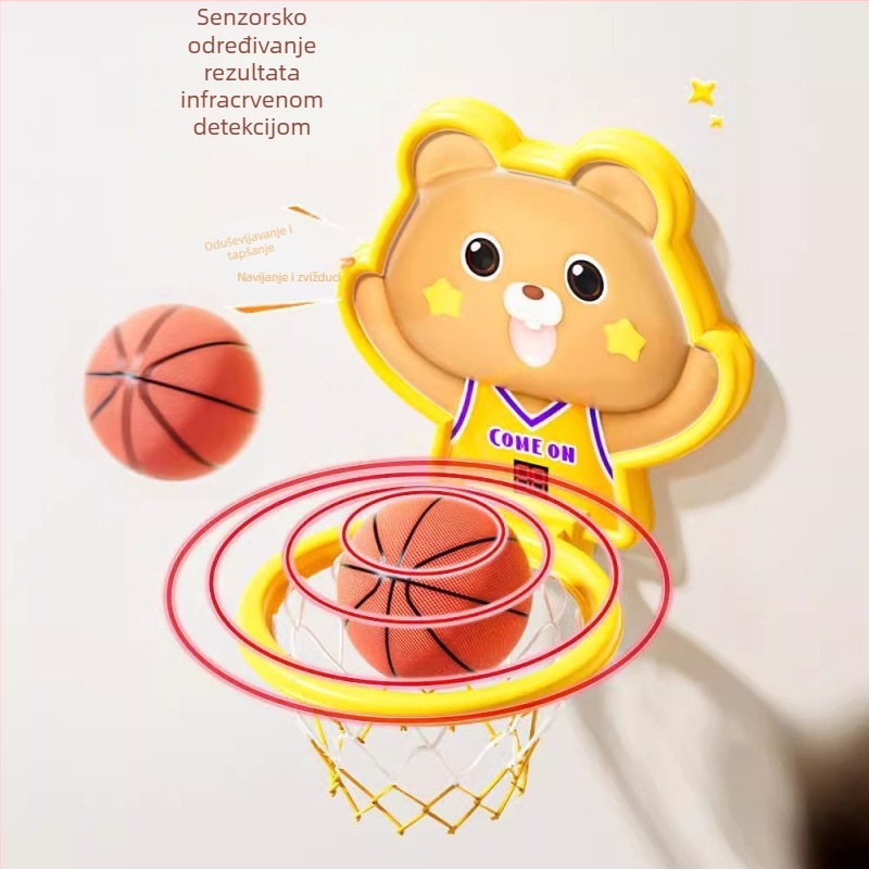 Vješeni koš za košarku s inteligentnim senzorom i tajmerom, plastična konstrukcija, za djecu, unutarnja upotreba