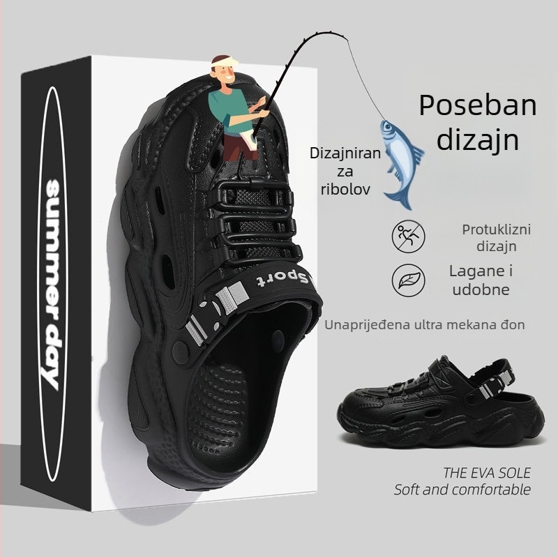 Muške EVA sandale, slip-on, prozračne, anti-slip, zatvoren prst, EVA potplat