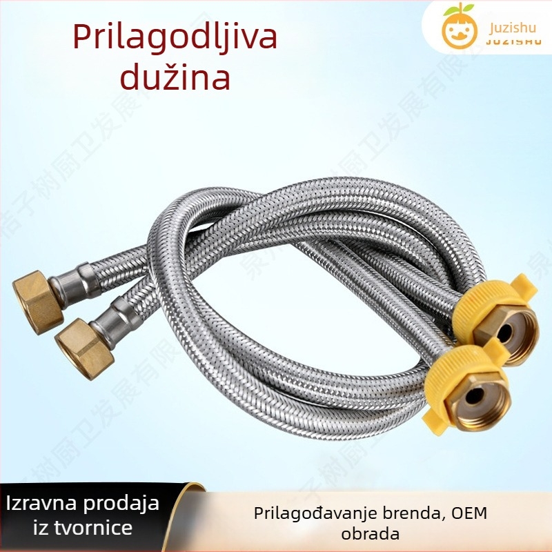 Nehrđajući čelični opleteni vodovodni crijevo - model 4157, materijal: nehrđajući čelik i bakar, nominalni tlak 1.6 Pa, radna temperatura 0–70 °C, instalacija ručno okretanje