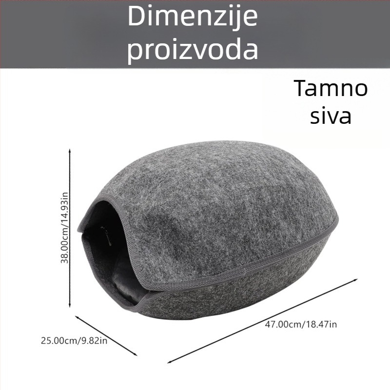 Jaje oblikovano mačje gnijezdo od filca, potpuno zatvoreno, uklonjivo i za pranje, zimsko toplo