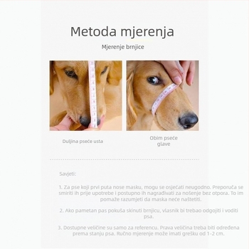 Prilagodljiv pseći njušak – s zaštitom od ugriza, protiv hrane i laja; dišeći, omogućuje unos vode za velike pse