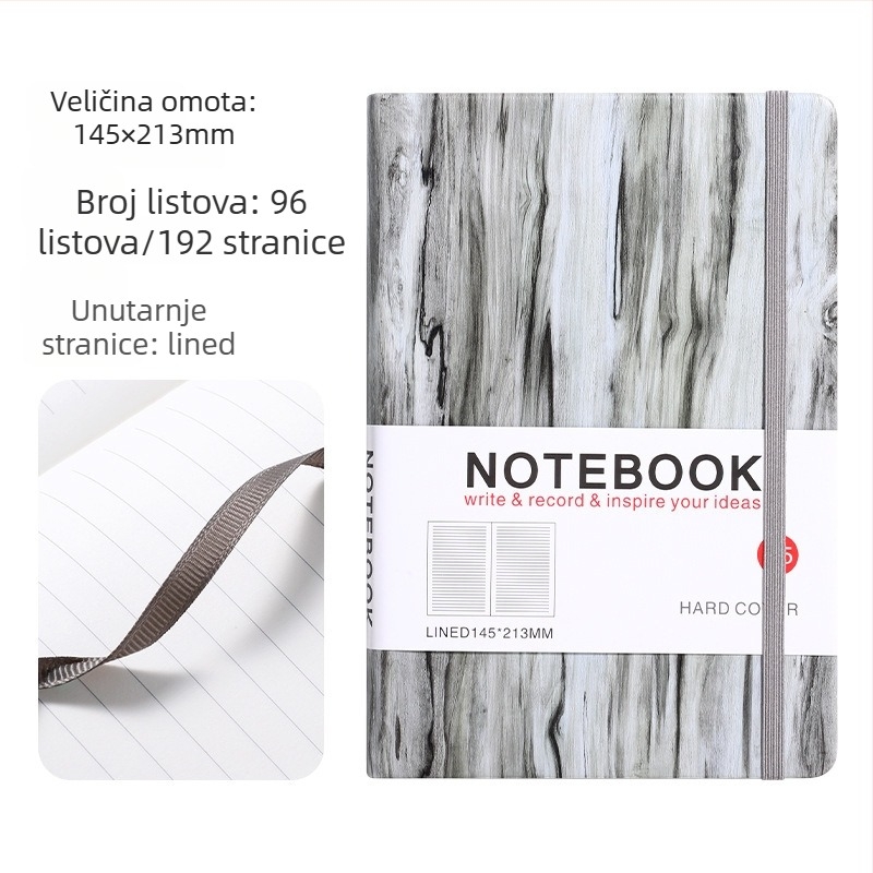 Yulin bilježnica s PU koricama, vezanje koncem ljepilo, Daolin papir 80gsm, 100–200 stranica