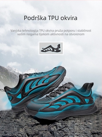 Unisex outdoor trening tenisice - gornji dio od prave kože + mreža, EVA srednji potplat, EVA potplat, protuklizne, niski profil, prednje vezivanje