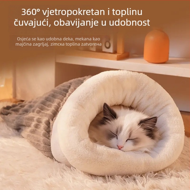 Mačje gnijezdo za spavanje s pola otvorom – toplo, unutarnja upotreba, sve sezone
