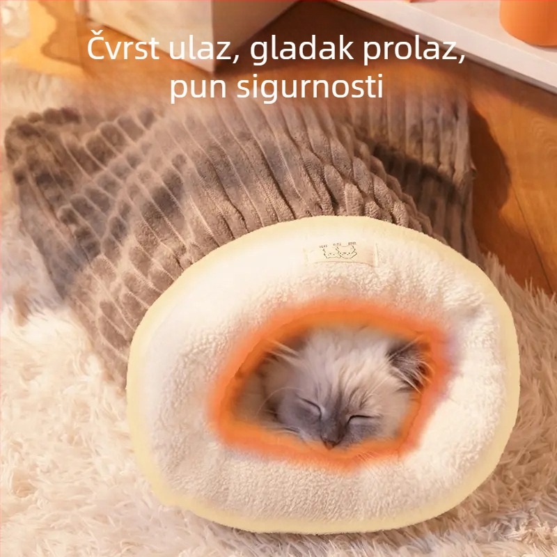 Mačje gnijezdo za spavanje s pola otvorom – toplo, unutarnja upotreba, sve sezone