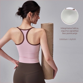 Joga top s ugrađenom jastučićem za prsa, najlon/elastan 80/20, odvlači vlagu, prozračan, brzo sušenje, tanke naramenice
