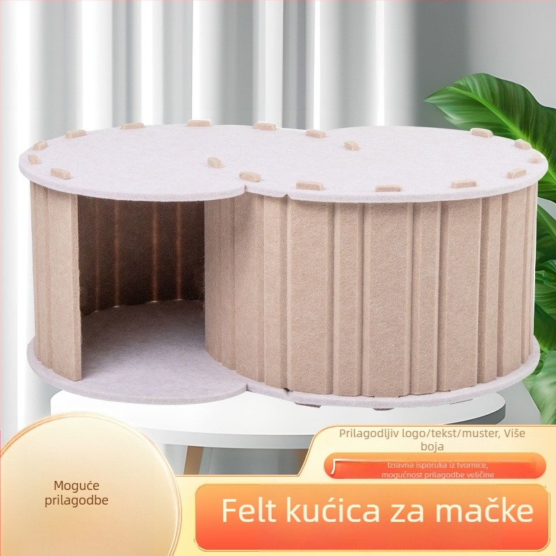 Mačje gnijezdo za četiri sezone, dvostruki sloj, toplo od filca, odvojivo i prijenosno