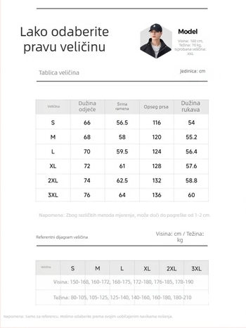 Muška vjetrovita jakna s kapuljom, zatvaračem, širokim krojem, poliester