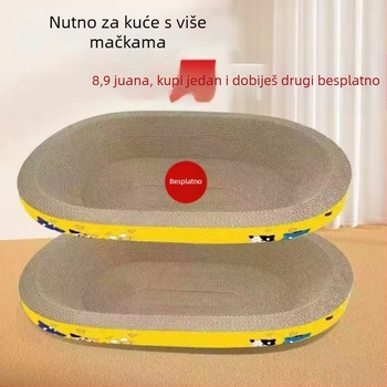 Daska za grebanje mačaka, ovalnog oblika, od valovitog papira, otporna na ogrebotine, sladak stil