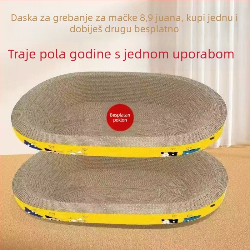 Daska za grebanje mačaka, ovalnog oblika, od valovitog papira, otporna na ogrebotine, sladak stil