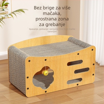 Mačje grebalice i kućica u jednoj – vertikalni dizajn od MDF-a i valovitog kartona, model YPB007, jednostavan stil, pakiranje: 8 kom. velikih po kutiji; 6 kom. ekstra velikih po kutiji.