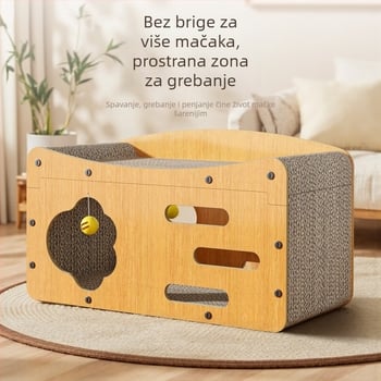 Mačje grebalice i kućica u jednoj – vertikalni dizajn od MDF-a i valovitog kartona, model YPB007, jednostavan stil, pakiranje: 8 kom. velikih po kutiji; 6 kom. ekstra velikih po kutiji.