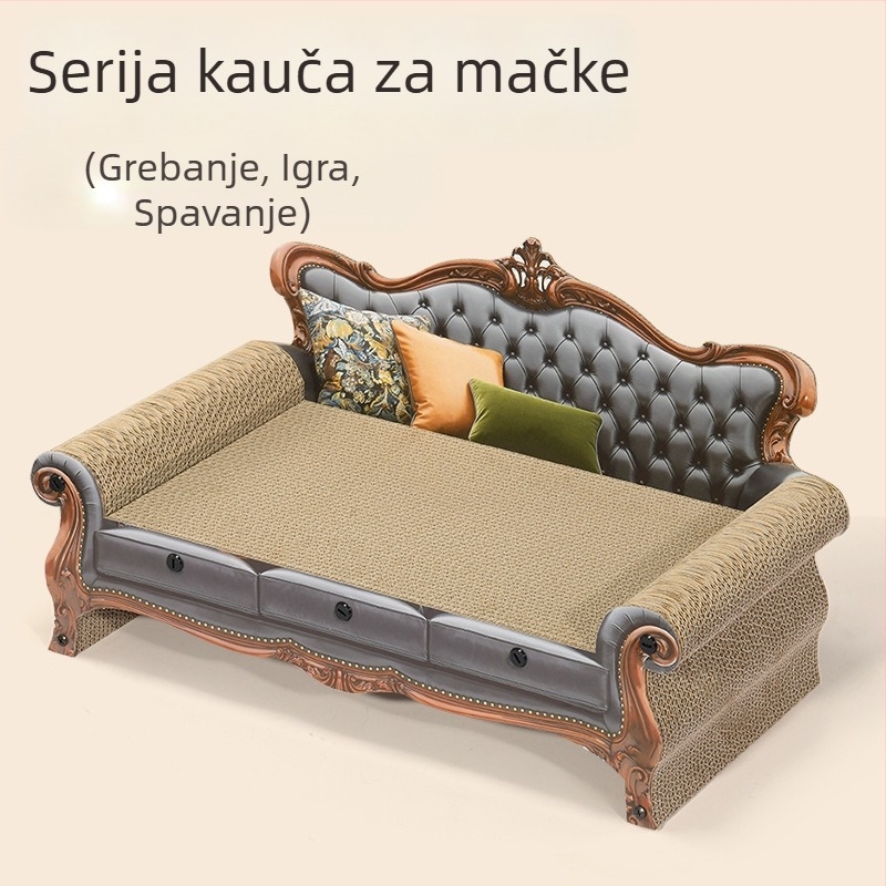 Kombinirano mačje gnijezdo i grebalica — valovita karton, pastoralni stil, paket od 8, pogodno za male mačke