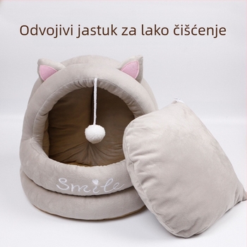 Mačje gnijezdo s poluzatvorenim dizajnom, uklonjivo i perivo, mekani mačji dom. Marka Jing Chong; Materijal: Platno; Namijenjeno: Mačkama
