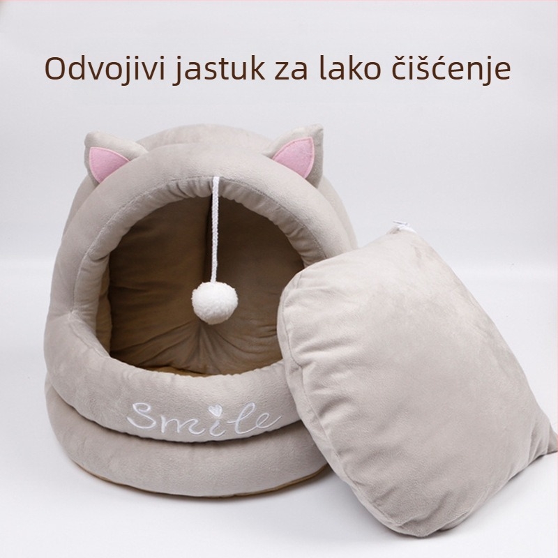 Mačje gnijezdo s poluzatvorenim dizajnom, uklonjivo i perivo, mekani mačji dom. Marka Jing Chong; Materijal: Platno; Namijenjeno: Mačkama