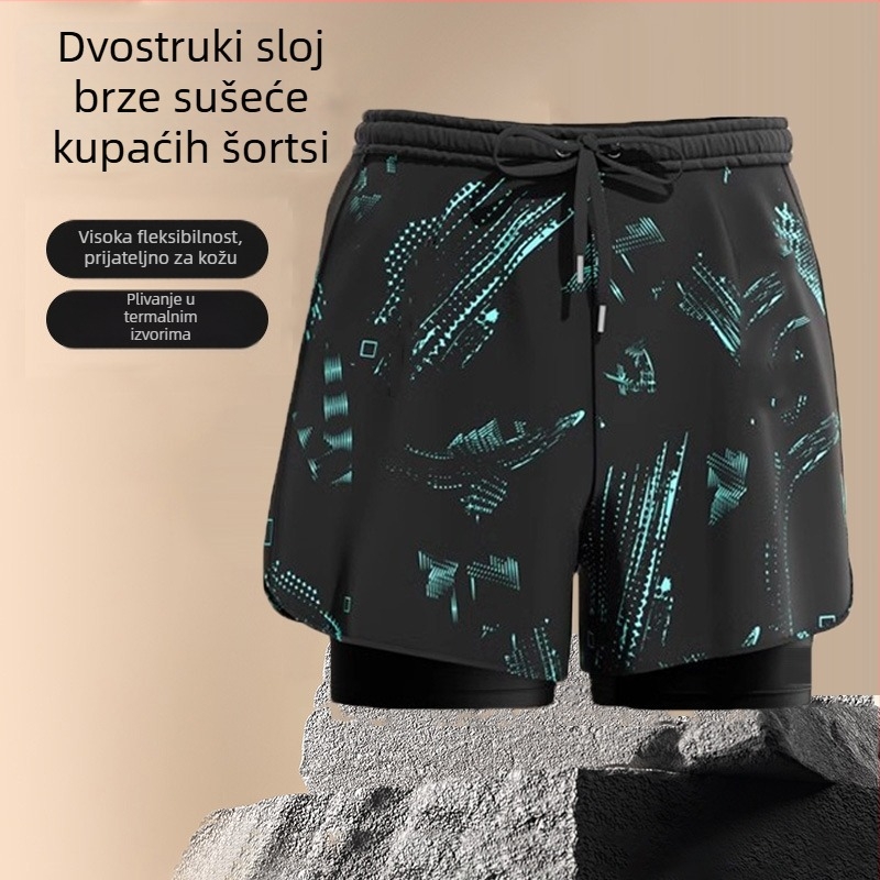 Muške plivačke hlače, brzo se suše, opušten kroj, dvostruki sloj, 88% poliester