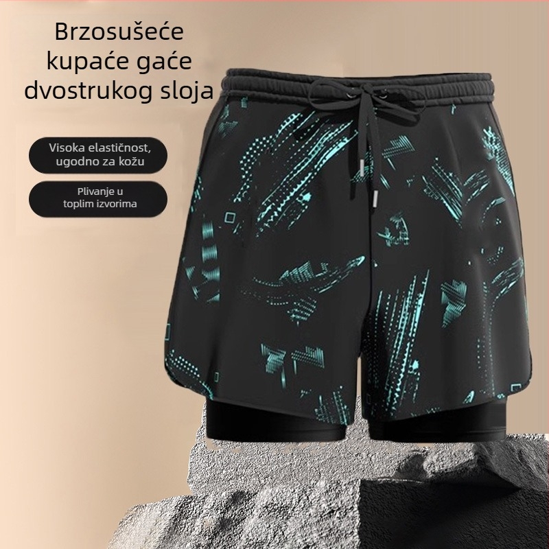 Muške plivačke hlače, brzo se suše, opušten kroj, dvostruki sloj, 88% poliester