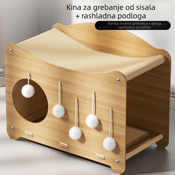 Snowball mačji škrtač s integriranim gnijezdom — drvena konstrukcija, jednostavan stil