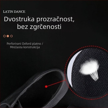 Plesne cipele za latino i društvene plesove, lagane i prozračne, gumeni potplat, vezanje, debeli potplat