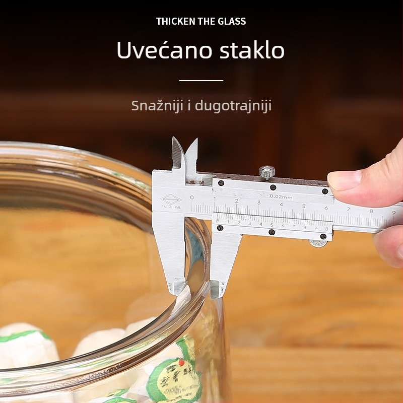 Staklena posuda za skladištenje žitarica i suhih namirnica, okrugla, moderni minimalistički stil, kapacitet 5 L ili više