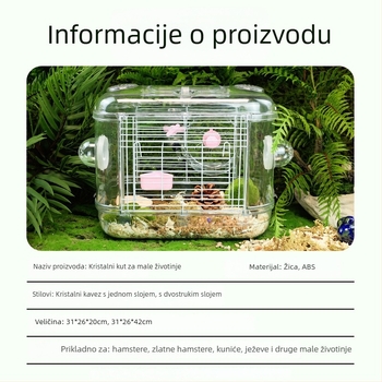 Kavez za hamstere, velika dvokatna vila, lako za čišćenje, s dodacima i trkaćim kolom, ABS materijal, pogodan za hamstere, za četiri sezone, s licenciranim privatnim markama