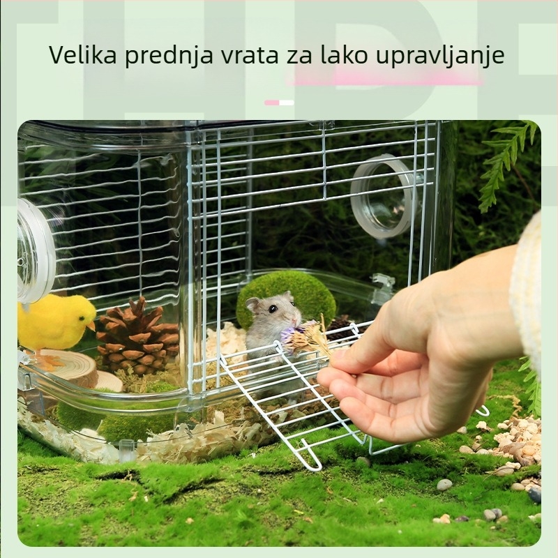 Kavez za hamstere, velika dvokatna vila, lako za čišćenje, s dodacima i trkaćim kolom, ABS materijal, pogodan za hamstere, za četiri sezone, s licenciranim privatnim markama