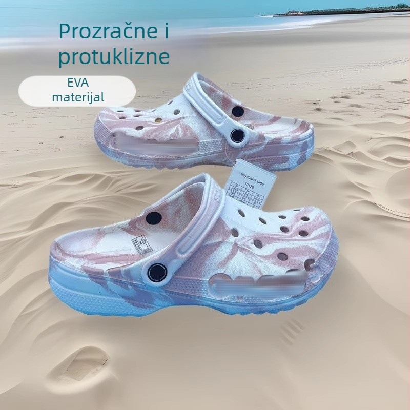 Plaža sandale s EVA gornjim dijelom i EVA đonom, Baotou prst, 3 cm peta, vulkanizirana konstrukcija, ležerni stil