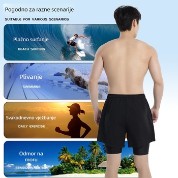 Muške dvostruke plivačke hlače, brzo sušenje, poliester 88%, podstava 100% poliester, kroj briefs