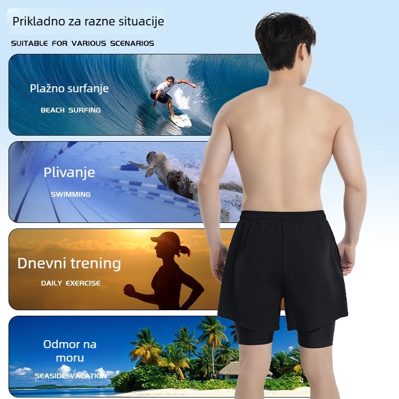 Muške dvostruke plivačke hlače, brzo sušenje, poliester 88%, podstava 100% poliester, kroj briefs