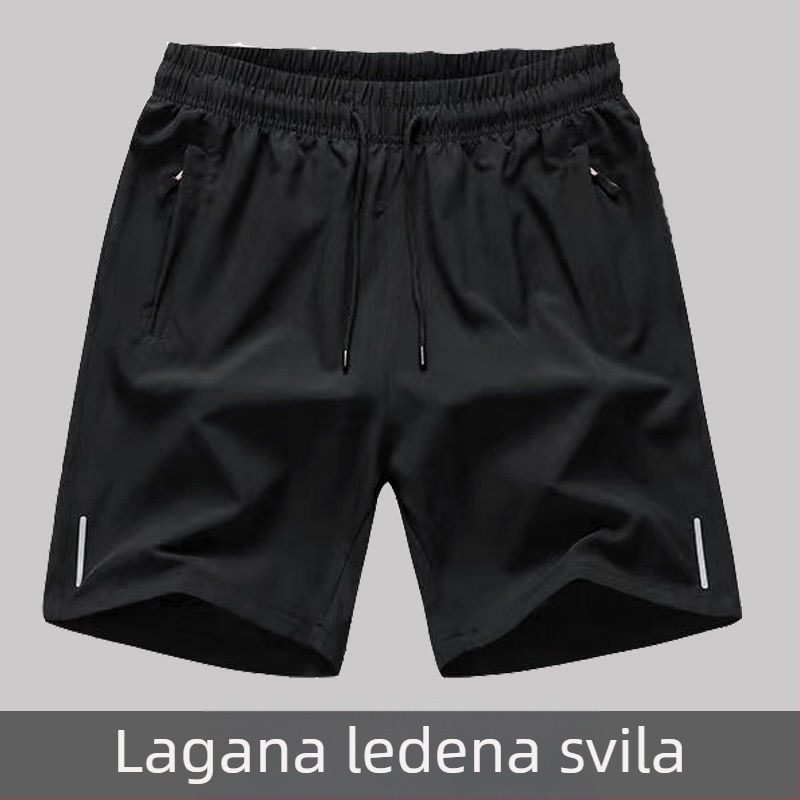 Ice Silk šorcevi za ljeto, poliester s četverostrukim rastezanjem, duljina Five-Point, blaga elastičnost, ravni kroj