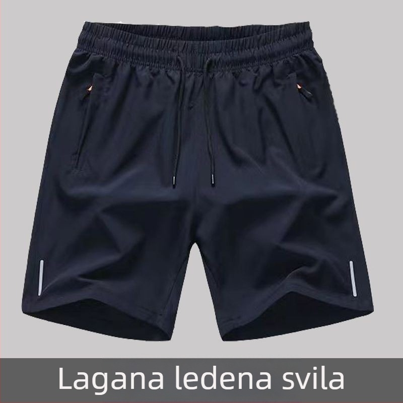 Ice Silk šorcevi za ljeto, poliester s četverostrukim rastezanjem, duljina Five-Point, blaga elastičnost, ravni kroj