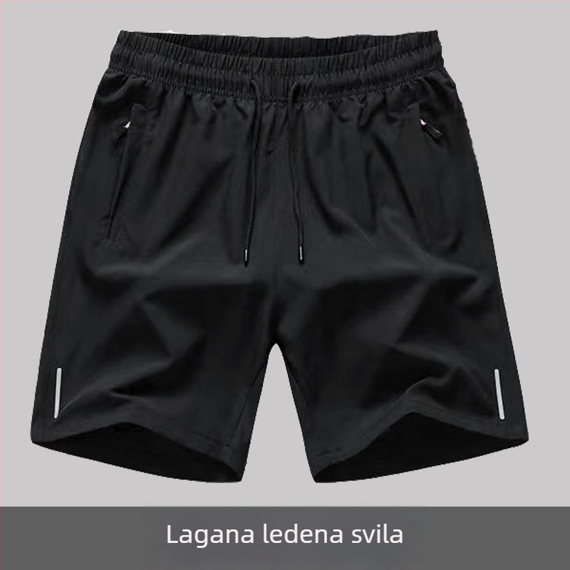 Ice Silk šorcevi za ljeto, poliester s četverostrukim rastezanjem, duljina Five-Point, blaga elastičnost, ravni kroj