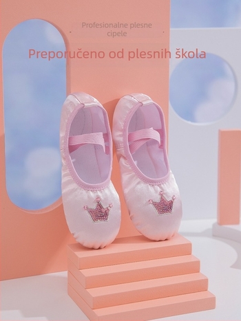 Dječje plesne cipele za djevojčice s dizajnom krune, gornji dio od svile, potplat s otiskom mačje šape, Speed angel