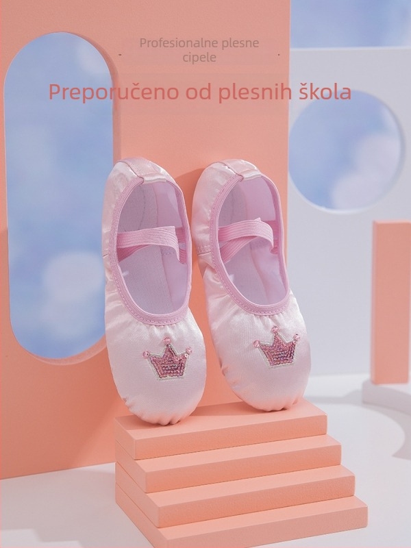 Dječje plesne cipele za djevojčice s dizajnom krune, gornji dio od svile, potplat s otiskom mačje šape, Speed angel